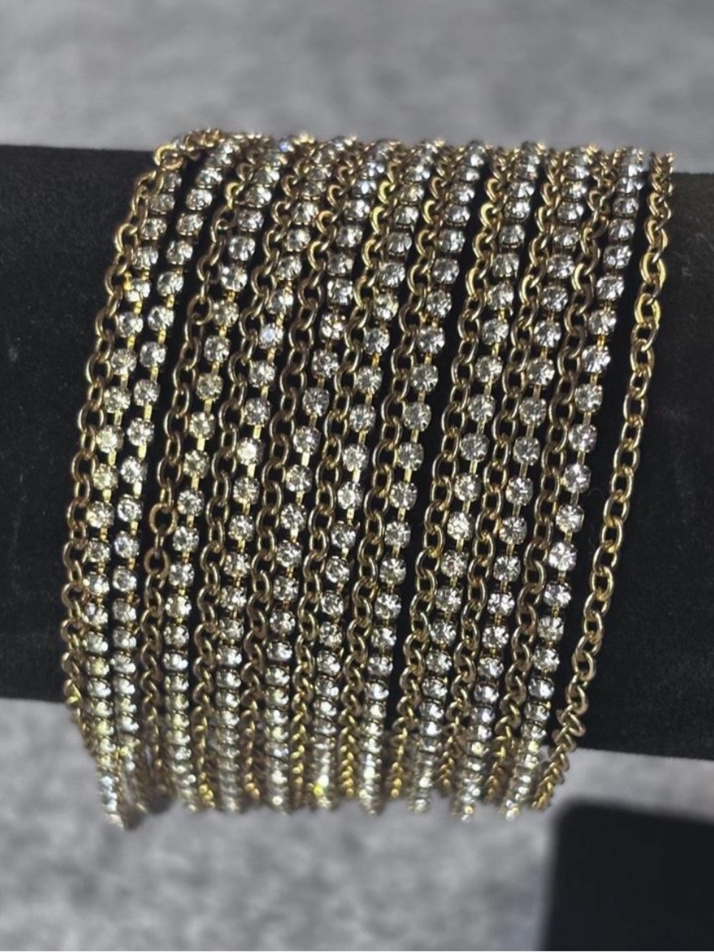 Guess Gold-Tone Multi-Row Rhinestone Bracelet - Picture 3 of 5